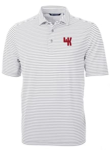 Cutter and Buck Western Kentucky Hilltoppers Mens Grey Virtue Eco Pique Stripe Short Sleeve Polo