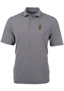 Cutter and Buck Wichita State Shockers Mens Black Virtue Eco Pique Stripe Short Sleeve Polo