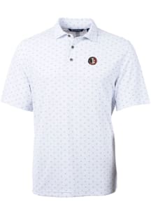 Cutter and Buck Florida State Seminoles Mens White Vault Virtue Eco Pique Tile Short Sleeve Polo