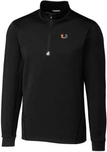 Cutter and Buck Miami Hurricanes Mens Black Traverse Stretch Big and Tall 1/4 Zip Pullover