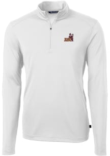 Cutter and Buck Arizona State Sun Devils Mens White Virtue Eco Pique Long Sleeve 1/4 Zip Pullove..