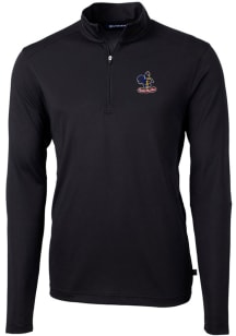 Cutter and Buck Delaware Fightin' Blue Hens Mens Black Virtue Eco Pique Long Sleeve 1/4 Zip Pull..