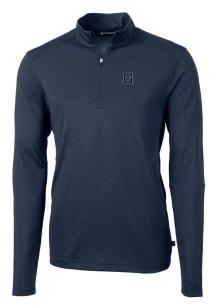 Cutter and Buck Georgetown Hoyas Mens Navy Blue Virtue Eco Pique Long Sleeve 1/4 Zip Pullover