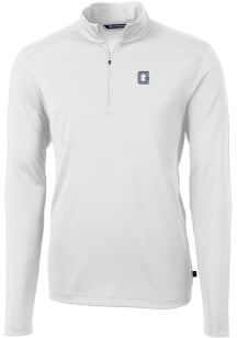 Cutter and Buck Georgetown Hoyas Mens White Vault Virtue Eco Pique Long Sleeve 1/4 Zip Pullover