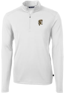 Cutter and Buck Grambling State Tigers Mens White Virtue Eco Pique Long Sleeve 1/4 Zip Pullover