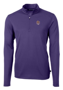 Cutter and Buck LSU Tigers Mens Purple Virtue Eco Pique Long Sleeve 1/4 Zip Pullover