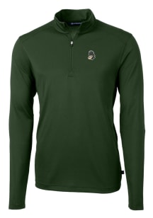 Cutter and Buck Michigan State Spartans Mens Green Vault Virtue Eco Pique Long Sleeve 1/4 Zip Pu..