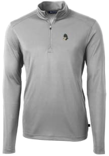 Cutter and Buck Michigan State Spartans Mens Grey Vault Virtue Eco Pique Long Sleeve 1/4 Zip Pul..