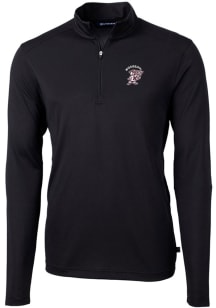 Cutter and Buck Mississippi State Bulldogs Mens Black Vault Virtue Eco Pique Long Sleeve 1/4 Zip..