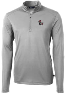 Cutter and Buck NC State Wolfpack Mens Grey Virtue Eco Pique Long Sleeve 1/4 Zip Pullover