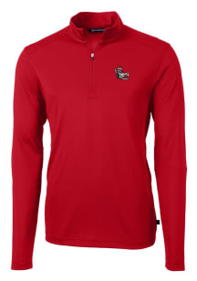 Cutter and Buck NC State Wolfpack Mens Red Virtue Eco Pique Long Sleeve 1/4 Zip Pullover