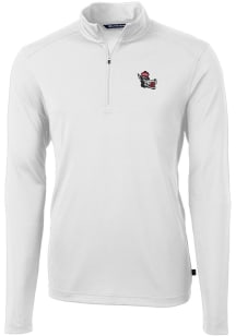 Cutter and Buck NC State Wolfpack Mens White Virtue Eco Pique Long Sleeve 1/4 Zip Pullover