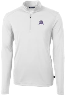 Cutter and Buck Northwestern Wildcats Mens White Vault Virtue Eco Pique Long Sleeve 1/4 Zip Pull..