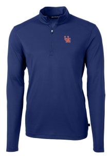 Cutter and Buck Ole Miss Rebels Mens Blue Virtue Eco Pique Long Sleeve 1/4 Zip Pullover