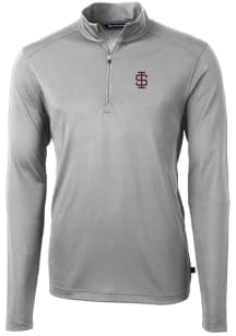 Cutter and Buck Southern Illinois Salukis Mens Grey Virtue Eco Pique Long Sleeve 1/4 Zip Pullove..