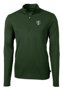 Cutter and Buck Tulane Green Wave Mens Green Vault Virtue Eco Pique Long Sleeve 1/4 Zip Pullover