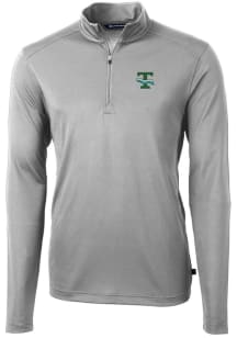 Cutter and Buck Tulane Green Wave Mens Grey Vault Virtue Eco Pique Long Sleeve 1/4 Zip Pullover