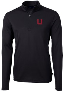 Cutter and Buck Utah Utes Mens Black Vault Virtue Eco Pique Long Sleeve 1/4 Zip Pullover