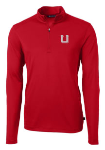 Cutter and Buck Utah Utes Mens Red Virtue Eco Pique Long Sleeve 1/4 Zip Pullover