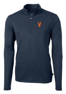 Cutter and Buck Virginia Cavaliers Mens Navy Blue Virtue Eco Pique Long Sleeve 1/4 Zip Pullover