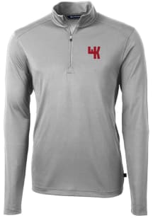 Cutter and Buck Western Kentucky Hilltoppers Mens Grey Virtue Eco Pique Long Sleeve 1/4 Zip Pull..