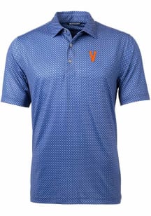 Cutter and Buck Virginia Cavaliers Mens Navy Blue Pike Banner Print Short Sleeve Polo