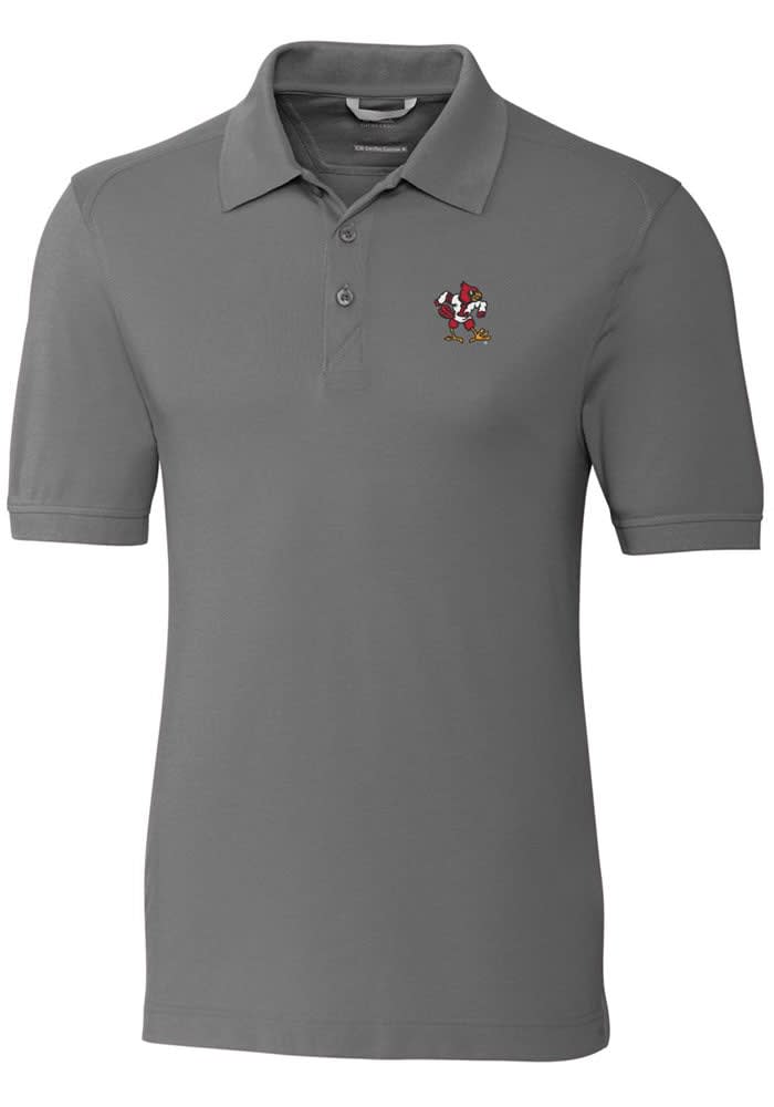 Men's Cutter & Buck Gray Louisville Cardinals Alumni Logo Forge Tonal Stripe Stretch Polo