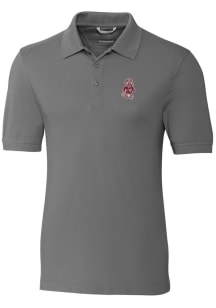 Cutter and Buck Washington State Cougars Mens Grey Advantage Short Sleeve Polo
