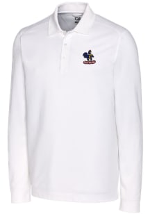 Cutter and Buck Delaware Fightin' Blue Hens Mens White Advantage Pique Long Sleeve Polo Shirt