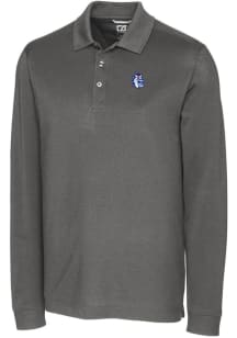 Cutter and Buck Fresno State Bulldogs Mens Grey Advantage Pique Long Sleeve Polo Shirt