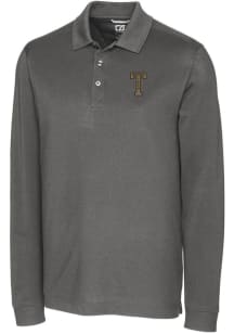 Cutter and Buck GA Tech Yellow Jackets Mens Grey Advantage Pique Long Sleeve Polo Shirt