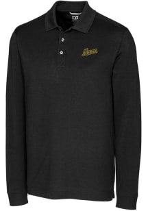 Cutter and Buck George Mason University Mens Black Advantage Pique Long Sleeve Polo Shirt