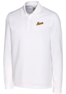 Cutter and Buck George Mason University Mens White Advantage Pique Long Sleeve Polo Shirt