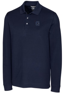 Cutter and Buck Georgetown Hoyas Mens Navy Blue Advantage Pique Long Sleeve Polo Shirt