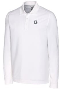 Cutter and Buck Georgetown Hoyas Mens White Advantage Pique Long Sleeve Polo Shirt