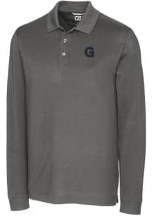Cutter and Buck Gonzaga Bulldogs Mens Grey Advantage Pique Long Sleeve Polo Shirt