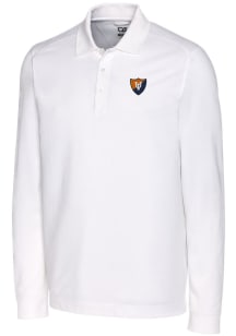 Cutter and Buck Illinois Fighting Illini Mens White Advantage Pique Long Sleeve Polo Shirt