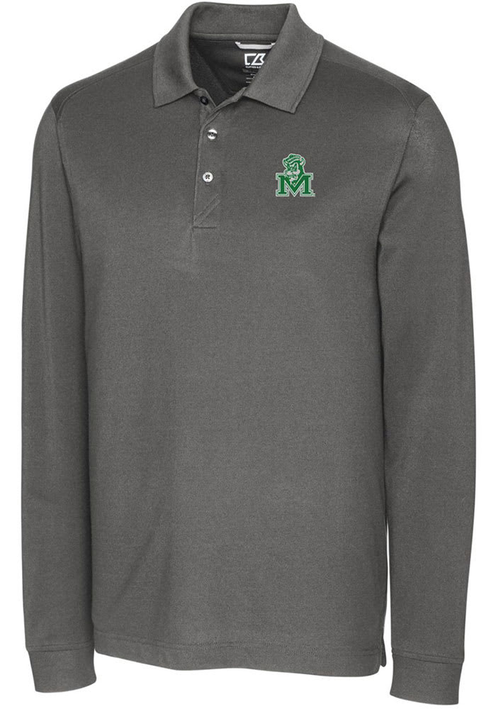 Marshall Thundering Herd Mens Cutter and Buck GREY Advantage Pique