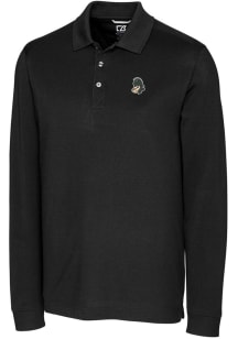 Cutter and Buck Michigan State Spartans Mens Black Advantage Pique Long Sleeve Polo Shirt