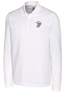 Cutter and Buck Mississippi State Bulldogs Mens White Advantage Pique Long Sleeve Polo Shirt