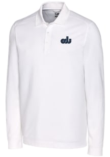 Cutter and Buck Old Dominion Monarchs Mens White Advantage Pique Long Sleeve Polo Shirt