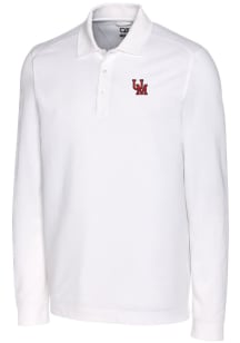 Cutter and Buck Ole Miss Rebels Mens White Advantage Pique Long Sleeve Polo Shirt