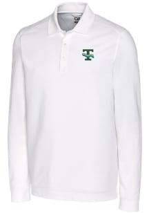 Cutter and Buck Tulane Green Wave Mens White Vault Advantage Long Sleeve Polo Shirt
