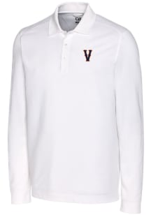 Cutter and Buck Virginia Cavaliers Mens White Advantage Pique Long Sleeve Polo Shirt