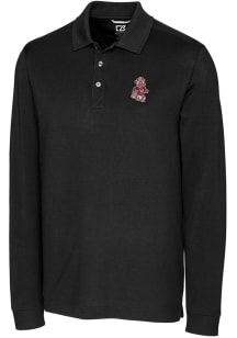 Cutter and Buck Washington State Cougars Mens Black Advantage Pique Long Sleeve Polo Shirt