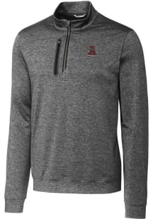 Cutter and Buck Alabama Crimson Tide Mens Grey Stealth Heathered Long Sleeve 1/4 Zip Pullover
