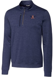 Cutter and Buck Auburn Tigers Mens Navy Blue Stealth Heathered Long Sleeve 1/4 Zip Pullover