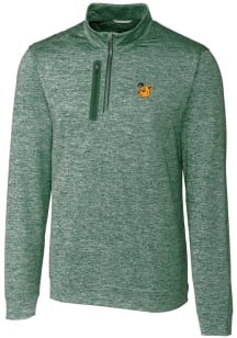 Cutter and Buck Baylor Bears Mens Green Stealth Heathered Long Sleeve 1/4 Zip Pullover