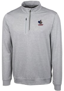 Cutter and Buck Delaware Fightin' Blue Hens Mens Grey Stealth Heathered Long Sleeve 1/4 Zip Pull..