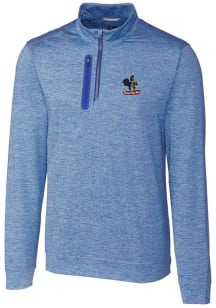 Cutter and Buck Delaware Fightin' Blue Hens Mens Blue Stealth Heathered Long Sleeve 1/4 Zip Pull..